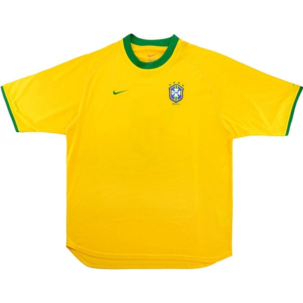 Tailandia Camiseta Brasil Replica Primera Ropa Retro 2000 Amarillo